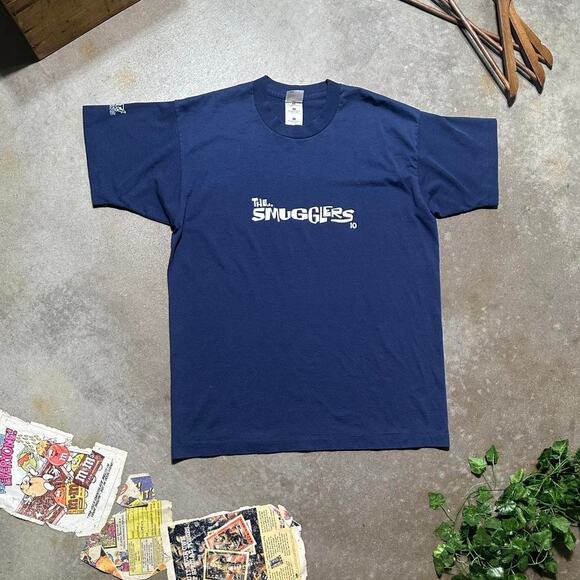 Vintage 90s Single Stitch The Smugglers Rap Tee Mens Large Blue White Shirt - Picture 2 of 6